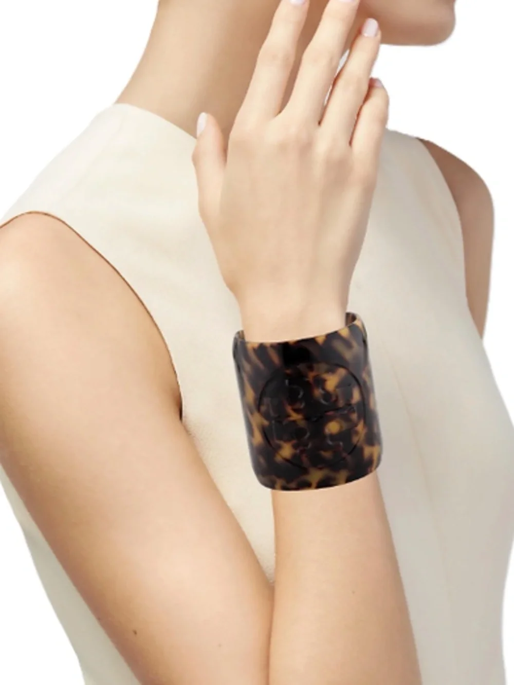 Tory Burch Resin Tortoiseshell Resin Cuff Bracelt